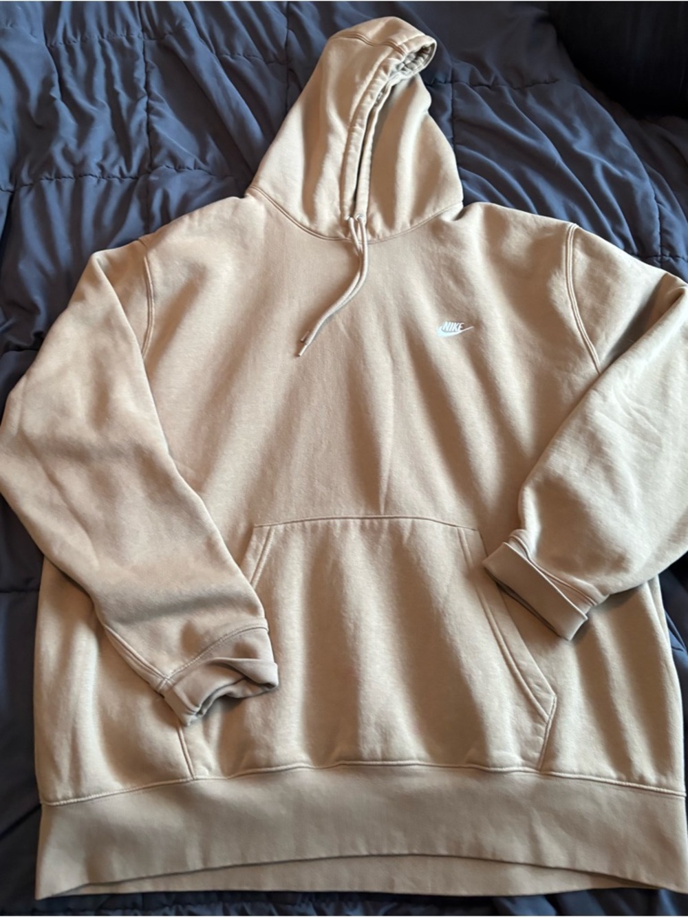 Nike Pullover Hoodie in Light Tan with Black Swoosh Tag